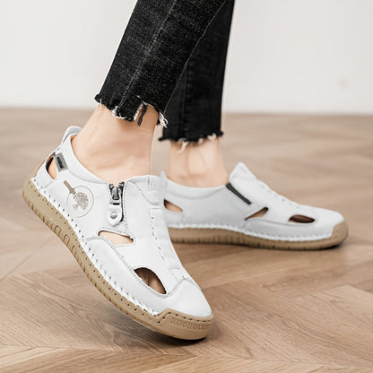 Evelyn™ — Hand-Stitched Slip-On Summer Loafers | No-Bend Zipper, Breathable & Cool All-Day Comfort