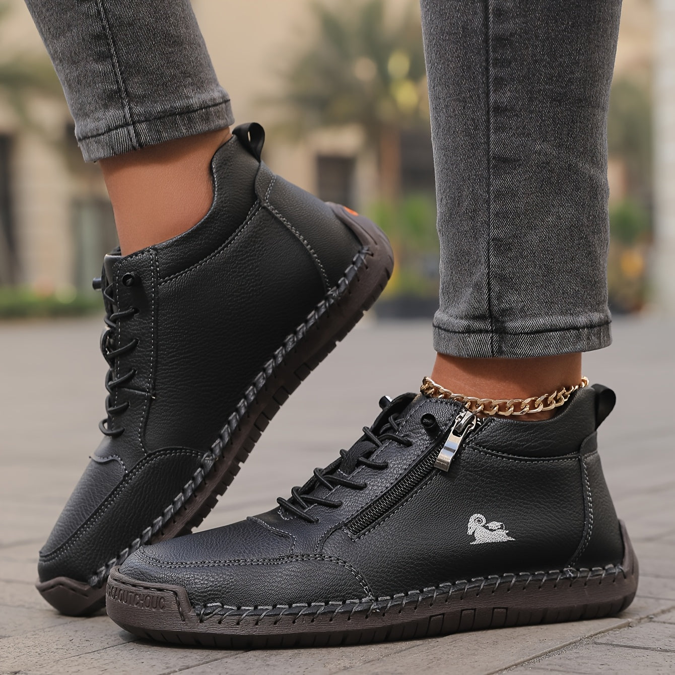 Eleanor™ – Hand-Stitched Slip-On Comfort Sneakers  | No-Bend Zipper, Wide Toe Box & All-Day Comfort