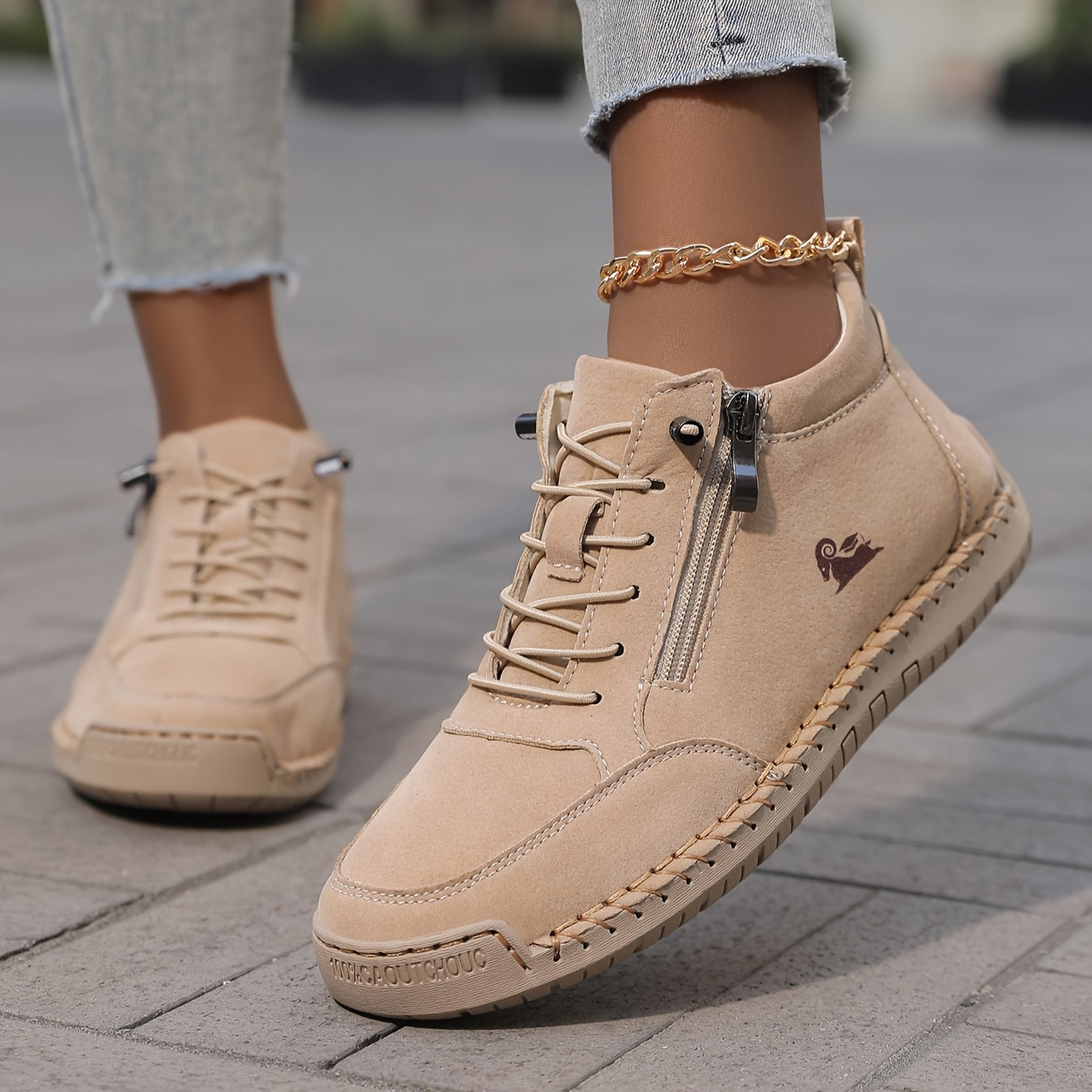Eleanor™ – Hand-Stitched Slip-On Comfort Sneakers  | No-Bend Zipper, Wide Toe Box & All-Day Comfort