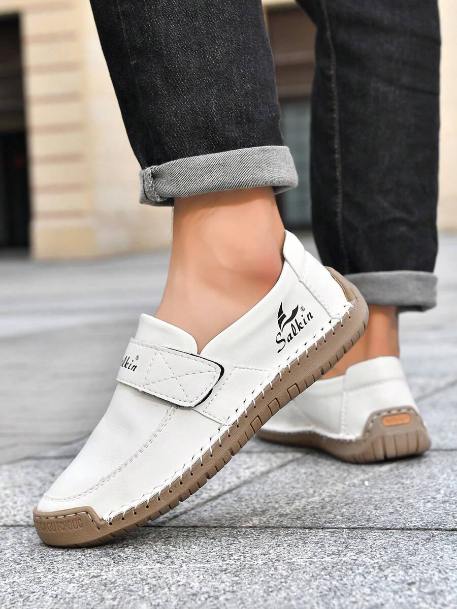 Salkin Nieuwe casual schoenen voor dames van modeontwerpers, handgemaakte loafers met bandjes, handige instappers voor in de auto, lichtgewicht, ademende, zachte en comfortabele schoenen met antislip, platte zool, schoenen van imitatiesuèdeleer voor dames