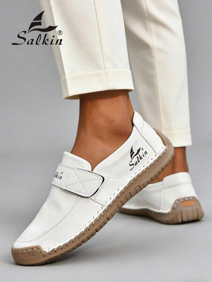 Salkin Nieuwe modeontwerper dames casual schoenen, handgemaakte sneakers, loafers, lichtgewicht ademende zachte comfortabele schoenen met antislip platte zool, imitatie schoenen voor dames, geschikt voor buiten, jurken, jeans, dagelijks wandelen, hiken, m