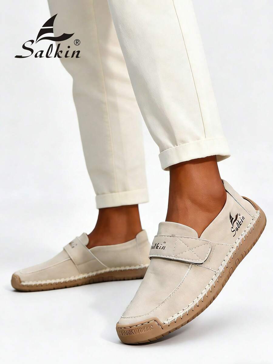 Salkin Nieuwe modeontwerper dames casual schoenen, handgemaakte sneakers, loafers, lichtgewicht ademende zachte comfortabele schoenen met antislip platte zool, imitatie schoenen voor dames, geschikt voor buiten, jurken, jeans, dagelijks wandelen, hiken, m