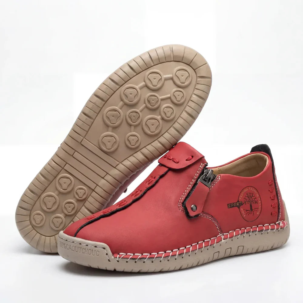 Elira™ – Hand-Stitched Slip-On Comfort Loafers | No-Bend Zipper, Wide Toe Box & All-Day Comfort