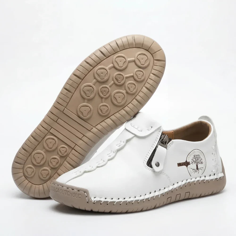 Elira™ – Hand-Stitched Slip-On Comfort Loafers | No-Bend Zipper, Wide Toe Box & All-Day Comfort