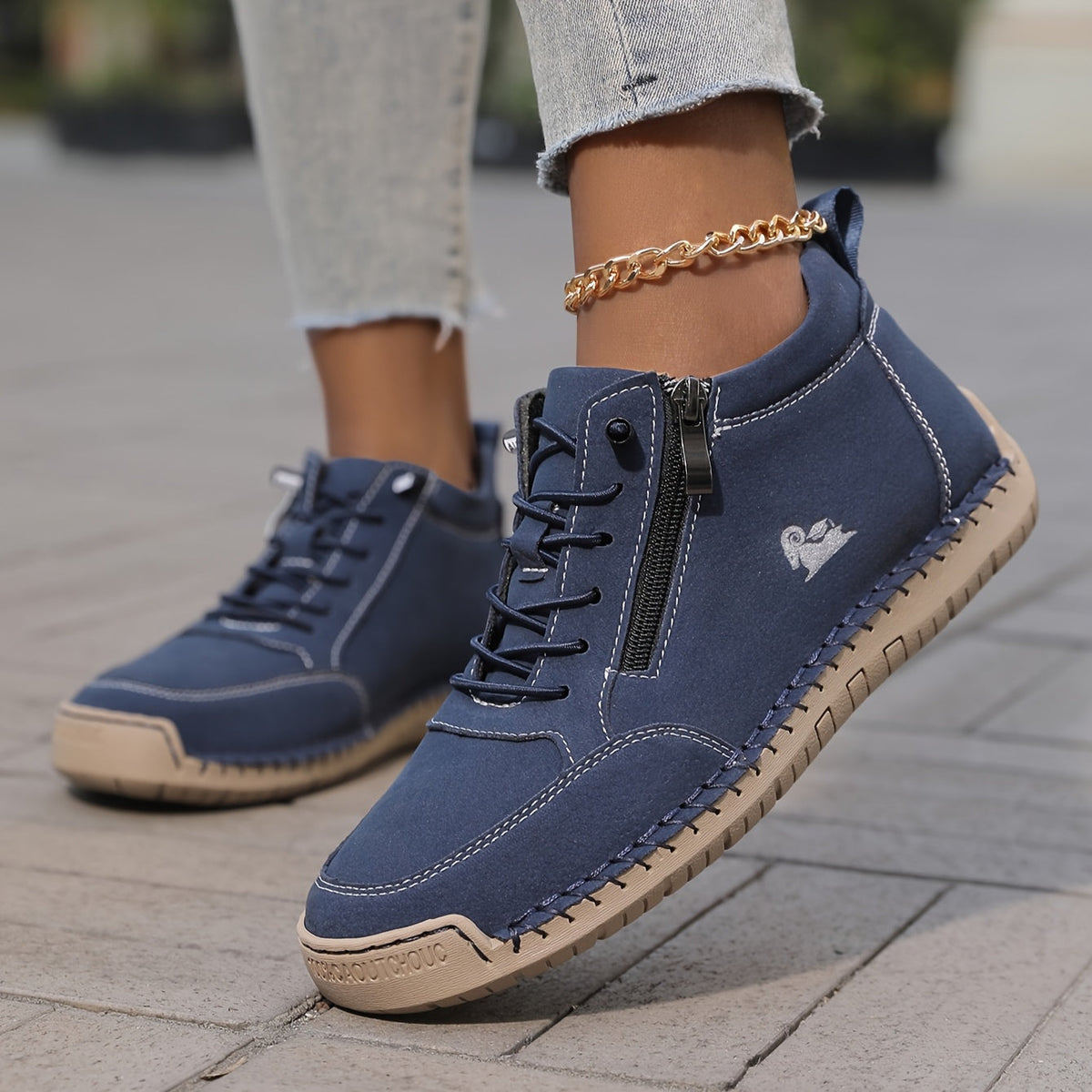 Eleanor™ – Hand-Stitched Slip-On Comfort Sneakers  | No-Bend Zipper, Wide Toe Box & All-Day Comfort