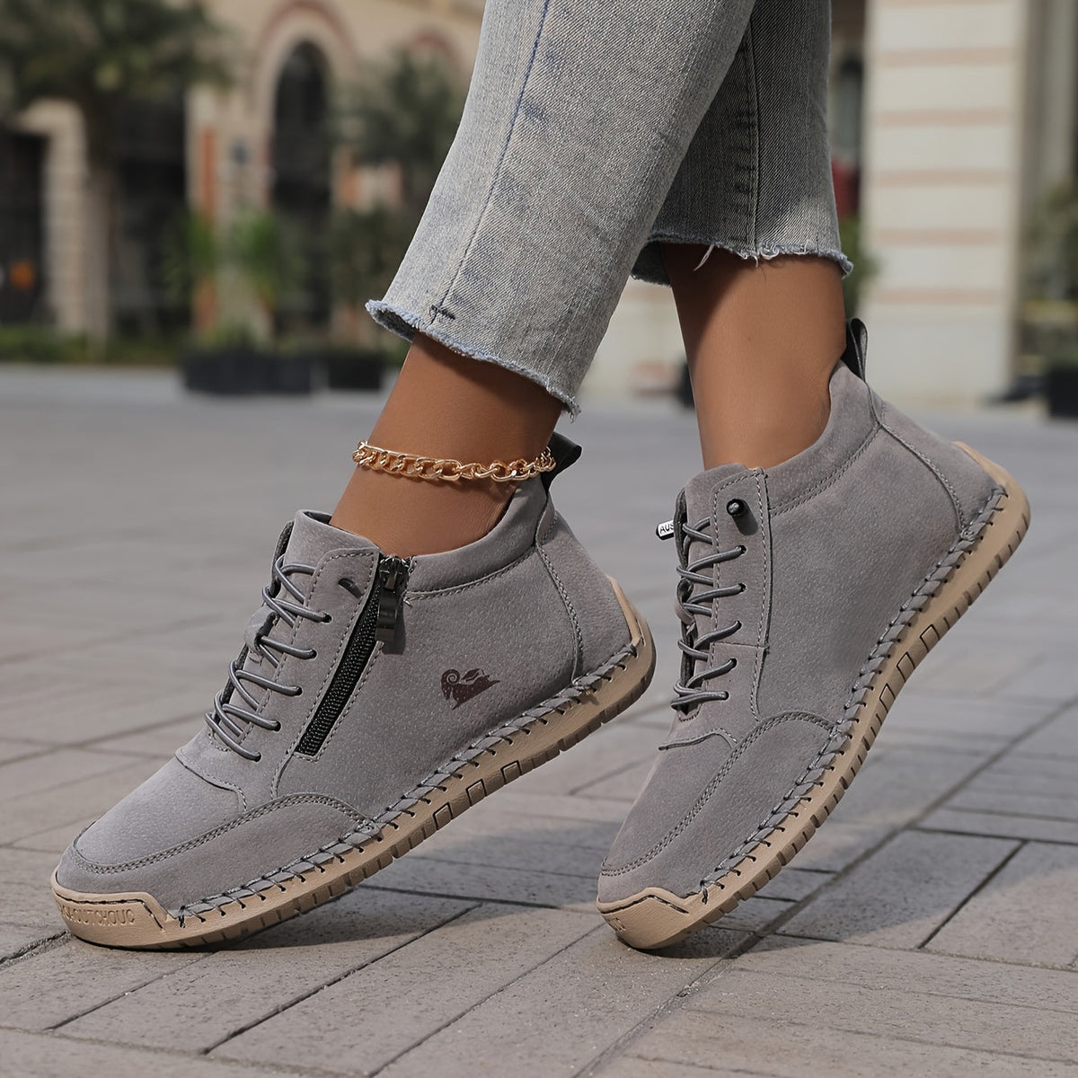 Eleanor™ – Hand-Stitched Slip-On Comfort Sneakers  | No-Bend Zipper, Wide Toe Box & All-Day Comfort