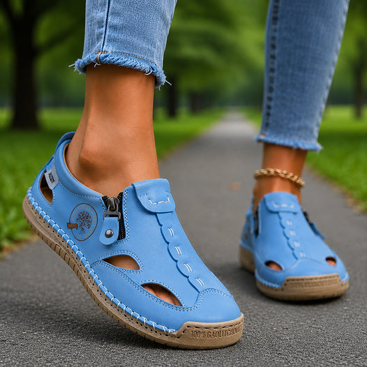 Evelyn™ — Hand-Stitched Slip-On Summer Loafers | No-Bend Zipper, Breathable & Cool All-Day Comfort