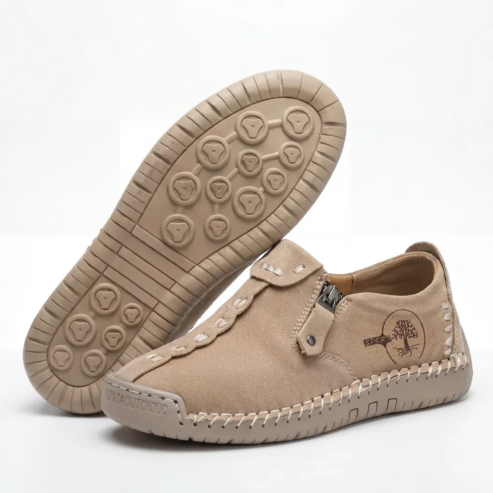 Elira™ – Hand-Stitched Slip-On Comfort Loafers | No-Bend Zipper, Wide Toe Box & All-Day Comfort
