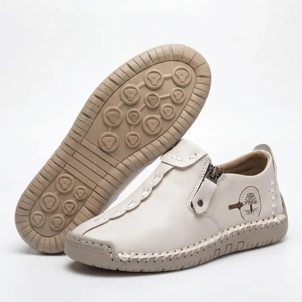 Elira™ – Hand-Stitched Slip-On Comfort Loafers | No-Bend Zipper, Wide Toe Box & All-Day Comfort