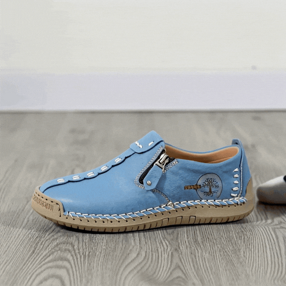 Vera™ – Hand-Stitched Slip-On Comfort Loafers | No-Bend Zipper, Wide Toe Box & All-Day Comfort